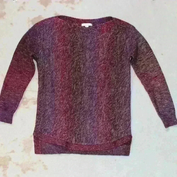 WESTPORT 1962 Pullover Sweater Burgundy Marled Lightweight Split Hem Women Med - Picture 1 of 10
